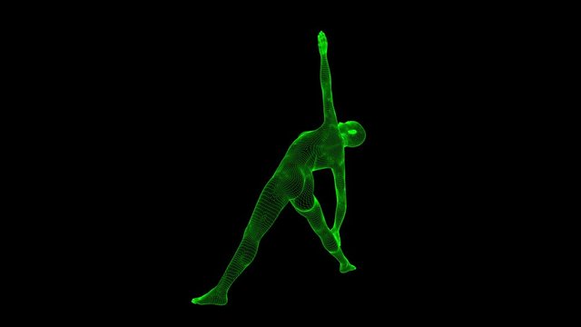 4K AI Android Woman Yoga Pose Side Angle