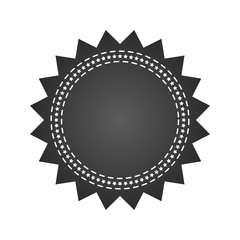 Embroidered black round ribbon stamp isolated on white. Can be used for banner, award, sale, icon, logo, label etc. Vector illustration