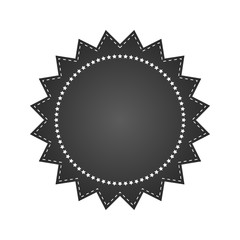 Embroidered black round ribbon stamp isolated on white. Can be used for banner, award, sale, icon, logo, label etc. Vector illustration