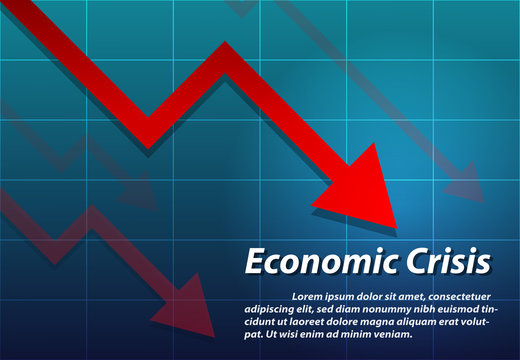 Arrow down , Economic crisis background, vector