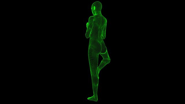 4K AI Android Woman Yoga Pose Tree Seamless Loop