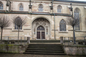 An der evangelischen Stadtkirche von Schorndorf Baden-Württemberg
