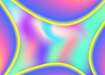 Fluid shape. Vivid gradient mesh. Neon magazine, report design. Holographic 3d backdrop with modern trendy blend. Fluid shape background with liquid dynamic elements.