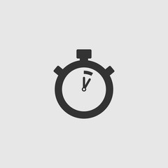 Stopwatch Vector Icon. The 5 seconds, minutes stopwatch icon on gray background.