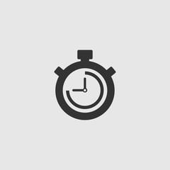 Stopwatch Vector Icon. The 45 seconds, minutes stopwatch icon on gray background.