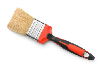 Flat red handled paintbrush