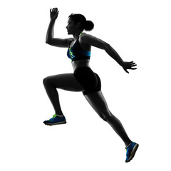 Fototapeta na wymiar one african runner running sprinter sprinting woman isolated on white background silhouette
