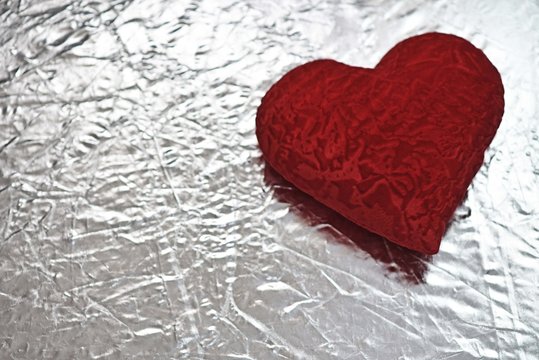 Valentine's day red heart on a silver background - Powered by Adobe