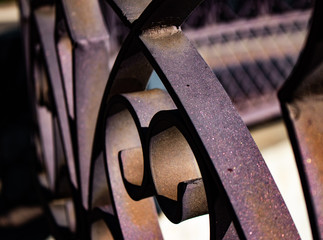 ironwork railing with abstract background