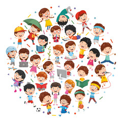 Vector Illustration Of Cartoon Children Concept