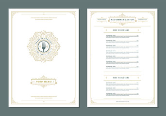 Restaurant menu design and label vector brochure template. - obrazy, fototapety, plakaty