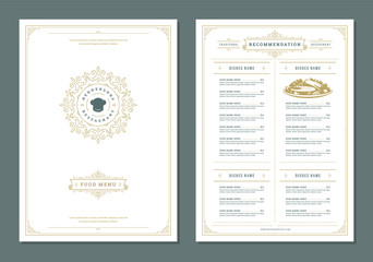 Restaurant menu design and logo vector brochure template.