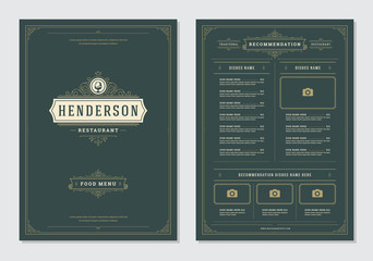 Restaurant menu design and logo vector brochure template.