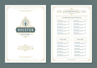 Restaurant menu design and logo vector brochure template.