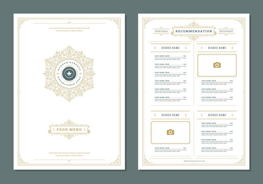 Restaurant menu design and logo vector brochure template.
