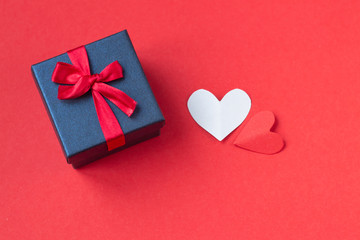 gift box on red background.background for Valentine's day and for the eighth March