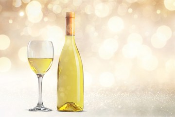 White wine glass  on  background