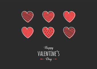 Valentine's Day card with hearts and wishes. Love concept. Vector