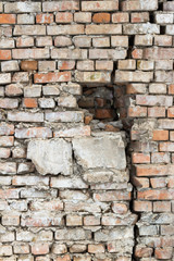 in the construction of a brick wall cracked after the earthquake