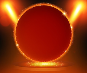 Retro banner on stage with spotlight effect background