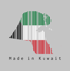 Barcode set the shape to Kuwait map outline and the color of Kuwait flag on grey background.