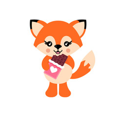 cartoon cute fox lovely chocolate vector