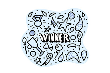 Winner lettering with decoration. Vector quote.