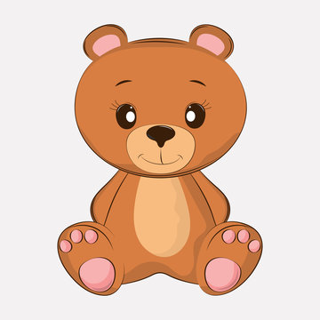 Hand drawn vector illustration of a cute funny bear.