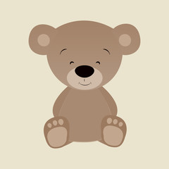 Hand drawn flat illustration of a cute funny bear.