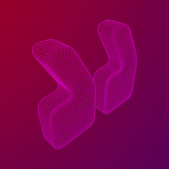 Quote comma sign abstract model line and composition digitally drawn. Wireframe low poly mesh vector illustration