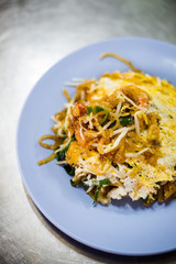 Fried omelette with noodles Thailand