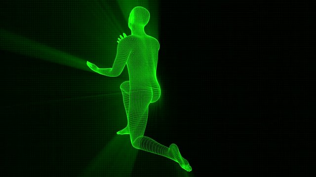 4K Futuristic Wireframe Android AI Shine Men Begging Asking Seamless Loop