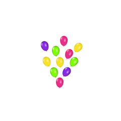 Color composition of vector realistic balloons isolated on white background. Balloons isolated. For Birthday greeting cards or other designs
