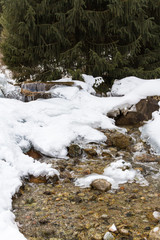 stream in winter mountain landscape