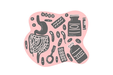 Probiotic vector concept illustration. Gut flora.