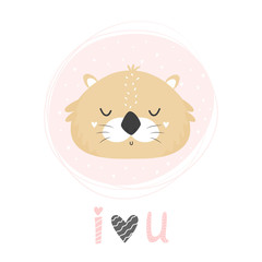 Otter hand drawn face. Vector character.