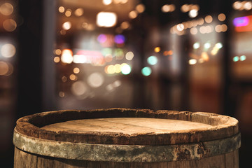 Retro old barrel and blurred background 