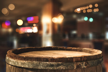 Retro old barrel and blurred background 