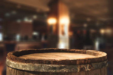 Retro old barrel and blurred background 