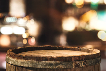 Retro old barrel and blurred background 