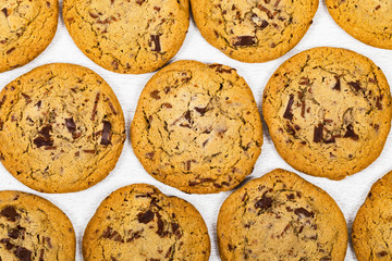 Chocolate Chip Cookies Background. Selective focus.