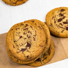 Chocolate Chip Cookies Background. Selective focus.