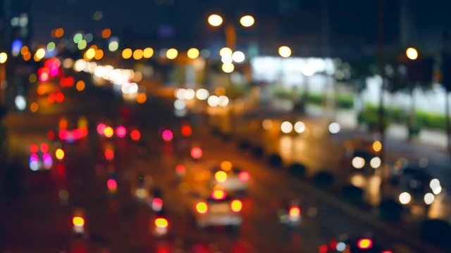 Abstract blur bokeh of car light at night