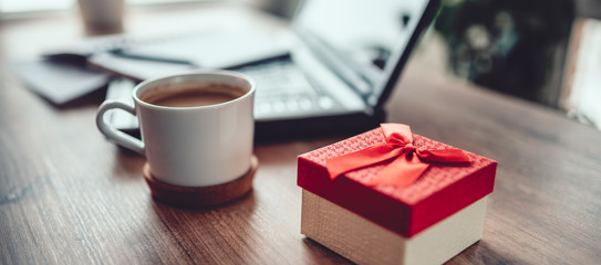 Gift box on the office desk