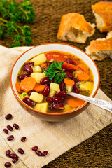 Vegan Red Kidney Bean Soup. Selective focus.