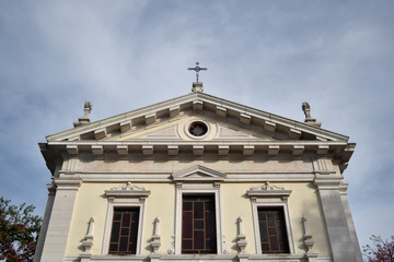 Frontal view of a european church in Portugal