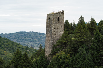 Remains the Castle of Glypia on Mt Parnon in Peloponnese, Greece