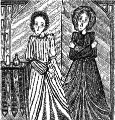 Fototapeta premium Vector illustration of two young witches