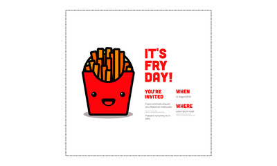 It's Fry Day French Fries Packet Invitation Design with Where and When Details