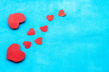 Beautiful decorative hearts on wooden background. Valentine's day. mother's day. I love you!